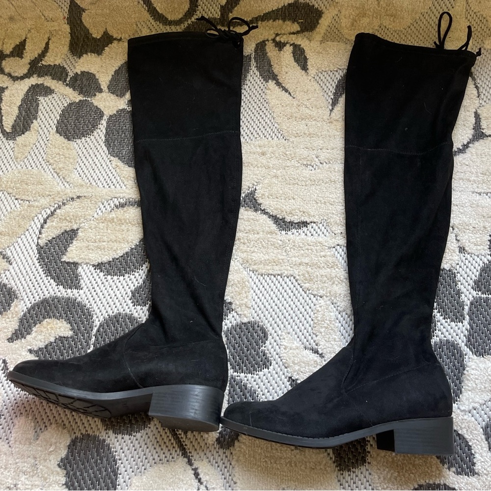 Black Velvet Knee High Boots